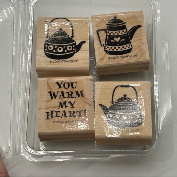 Stampin' Up Tiny Teapots Mounted Stamps Retired 2000 W/ Box Cardmaking Scrapbook - Picture 2 of 4